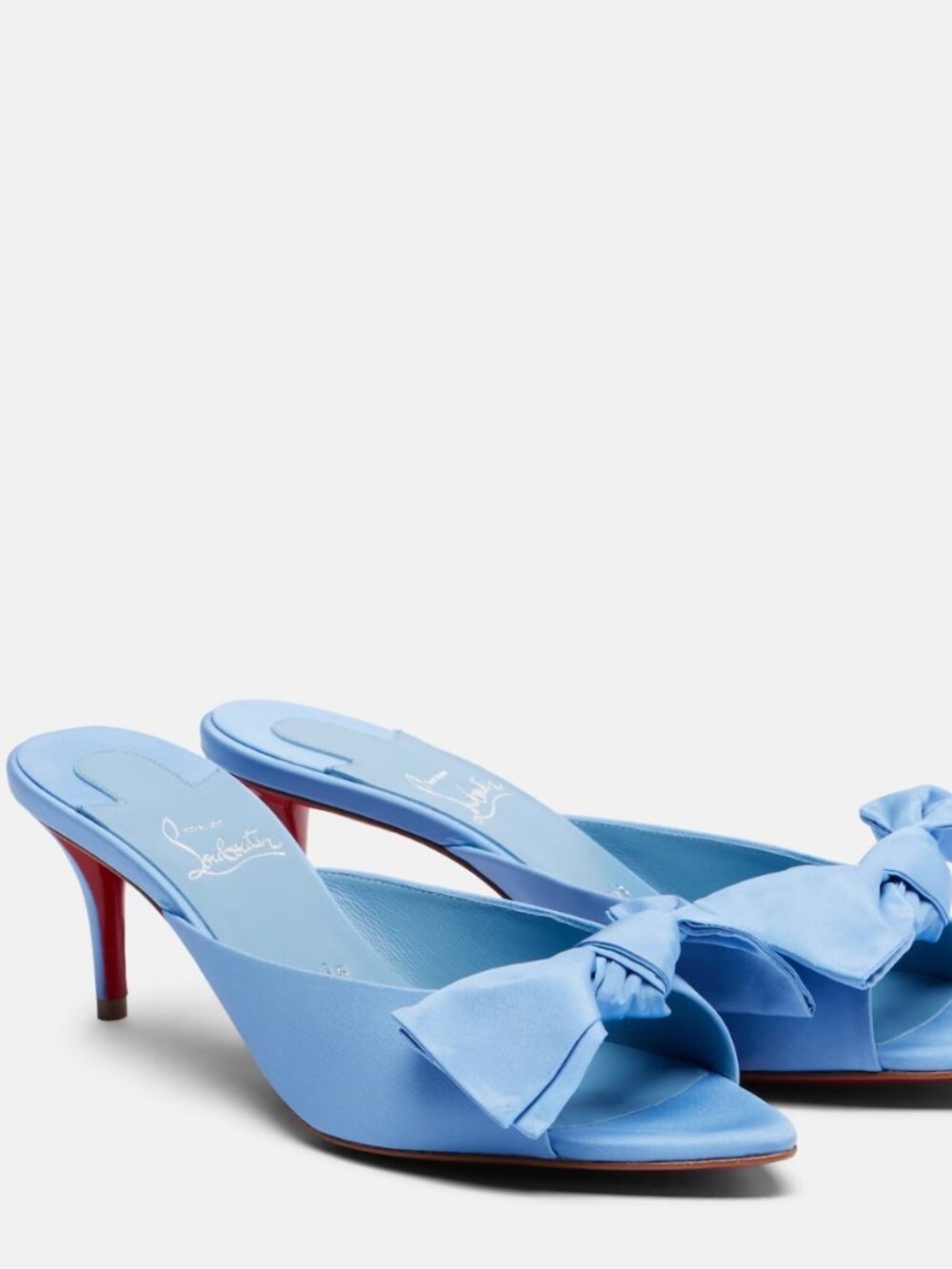 Christian Louboutin MULAZEE 60 Taffeta Silk Bow Mules Sandals Heels Shoes